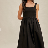 Mixed Media Scoop Neck Midi Dress, By Hem and Thread