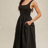 Mixed Media Scoop Neck Midi Dress, By Hem and Thread