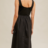 Mixed Media Scoop Neck Midi Dress, By Hem and Thread