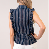 Cotton Striped Sleeveless Blouse, by  Hashttag