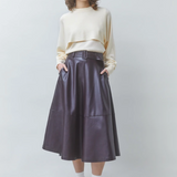 Fleur Skirt in Burgundy Faux Leather by Suncoo