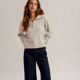 Half Zip-up High Neck Sweater, Hem and Thread