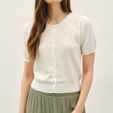 Be Cool - POINTELLE SHORT SLEEVE CARDIGAN
