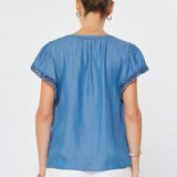 Current Air - Chambray Short Sleeve Blouse