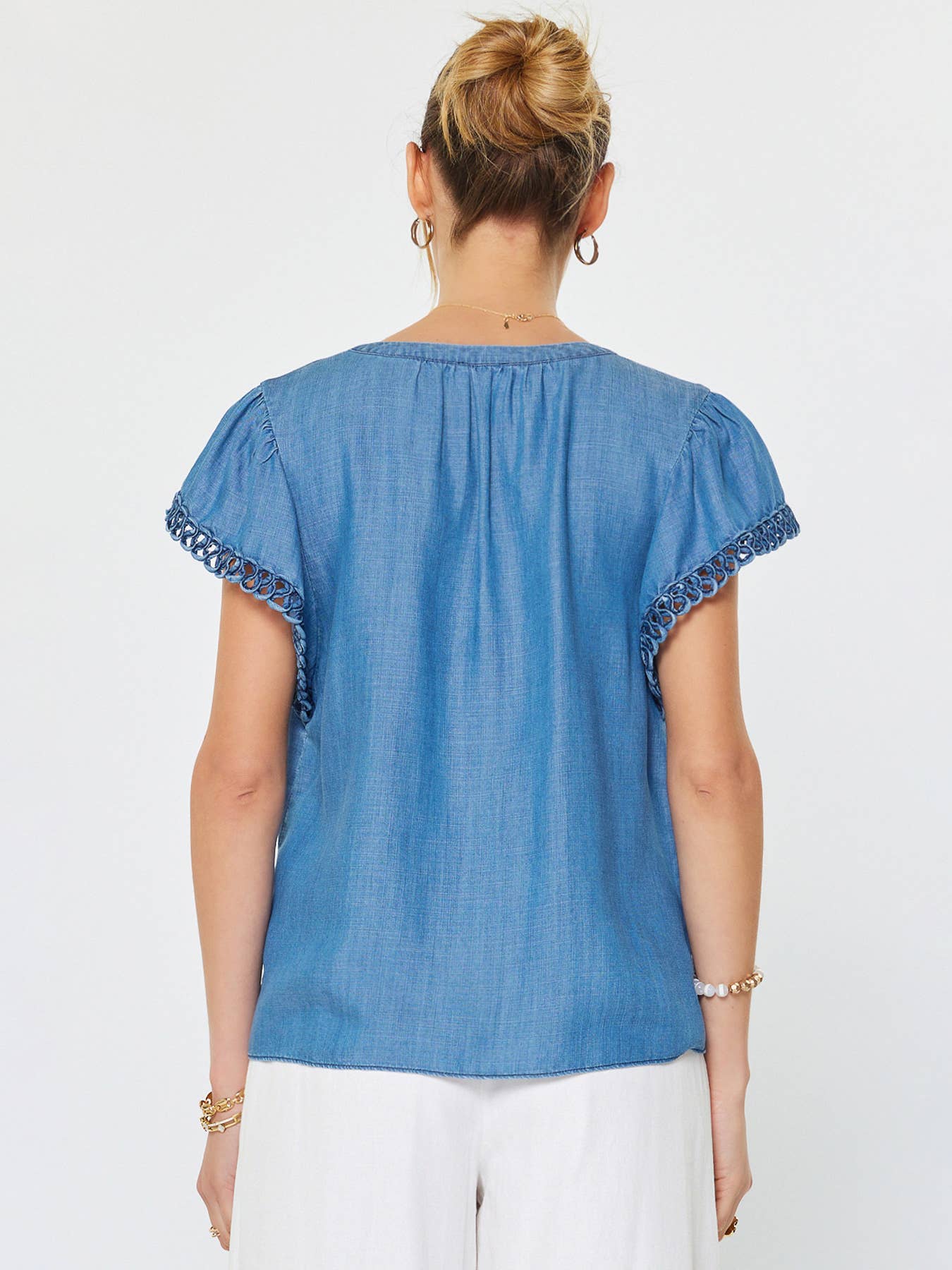 Current Air - Chambray Short Sleeve Blouse