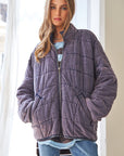 Washed Soft Comfy Quilting Zip Closure Jacket (Various colors), Davi & Dani