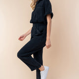 White Birch Texture Short Sleeve Jumpsuit (online only)