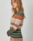 Mystree Color Block Striped Sweater Top