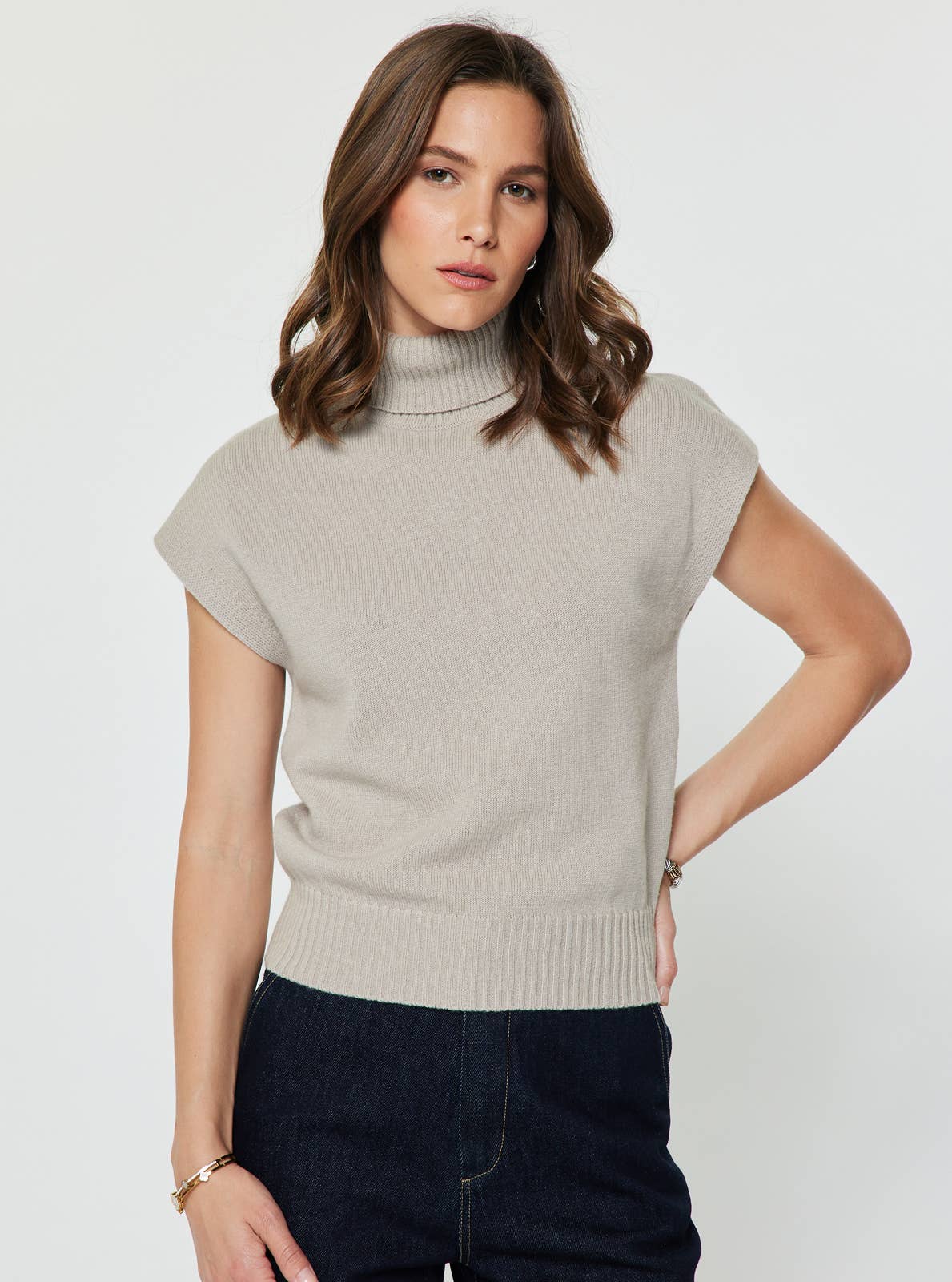 Current Air - Turtleneck Short Sleeve Knit Sweater