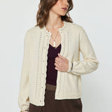 Current Air - Pointelle Button Up Long Sleeve Sweater Cardigan