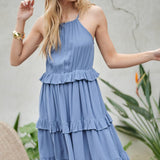 SOLID RUFFLE SLEEVELESS MINI DRESS, Davi & Dani