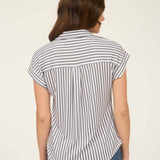 Blu Pepper - STRIPE COLLARED SHORT SLEEVE BUTTON DOWN TOP
