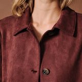 Sunday Edition by LE LIS - Shirt Collar Cropped Faux Suede Button Down Jacket