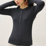 Be Cool - Modal Classic Ribbed Longsleeve Henley Basic Top
