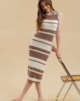 Moon River - STRIPE SLEEVELESS CROCHET KNIT MIDI DRESS