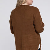 Waffle Open Cardigan Sweater, Various Colors, Zenana (Plus size only)