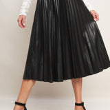 Faux Leather Pleated Skirt, FLYING TOMATO