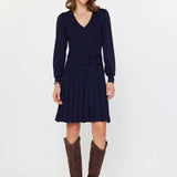 Current Air - Pleated Sweater Mini Dress W/waist Tie