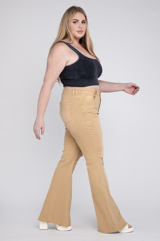 Plus Size High Rise Flare Jeans, Vervet by Flying Monkey