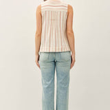 Be Cool - STRIPED GAUZE WOVEN TANK TOP
