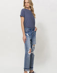 STRETCH BOYFRIEND JEANS W PAINT SPATTER DETAIL, Flying Monkey