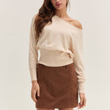 Crescent - Cassie Cinched Waist Boatneck Sweater Top