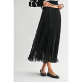 FUN2FUN - TEXTURE CHIFFON PLEATED MAXI SKIRT