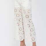 FATE - FLORAL EYELET LACE WIDE LEG CROPPED PANTS