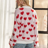 ADORA Fuzzy Heart Button Down Cardigan