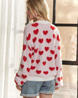 ADORA Fuzzy Heart Button Down Cardigan