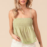 BiBi Fringed Hem Smocked Cami