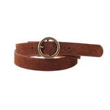 Most Wanted USA - Brass-Toned Circle Buckle Leather Belt
