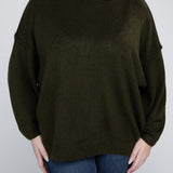 Oversized Raw Seam Melange Sweater, Zenana (Plus size only)