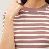 Be Cool - CLASSIC STRIPED CREWNECK SHORT SLEEVE SWEATER