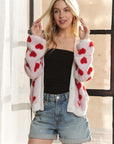 ADORA Fuzzy Heart Button Down Cardigan