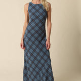 Olivaceous - Carole Plaid Mesh Maxi Dress
