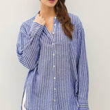 Be Cool - COTTON LINEN BLEND LONG SLEEVE BUTTON UP SHIRT