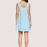 Lost + Wander - Costal Voyage Mini Dress - Summer Light Blue Linen Blend