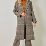 Mystree Houndstooth Plaid Long Coat