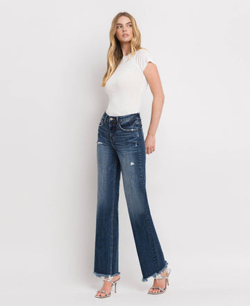 Lovervet by VERVET - TUMMY CONTROL HIGH RISE FRAYED HEM DAD JEANS