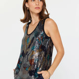 Current Air - Metallic Abstract Sequin Top