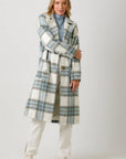 Mystree Fuzzy Plaid Long Coat