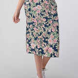 Hashttag - Floral Print Bias Skirt