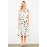 THML - Short Sleeve Polka Dot V-Neck Dress