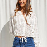ILLA ILLA -Eyelet Drawstring Top
