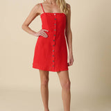 Olivaceous - Sariah Button-Front Linen Mini Dress