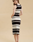 Moon River - STRIPE SLEEVELESS CROCHET KNIT MIDI DRESS