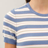 Be Cool - CLASSIC FIT STRIPED SHORT SLEEVE SWEATER TOP