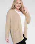 Ribbed Knit Open Front Cardigan (Various Colors), eesome (Plus Only)