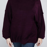 Oversized Raw Seam Melange Sweater, Zenana (Plus size only)